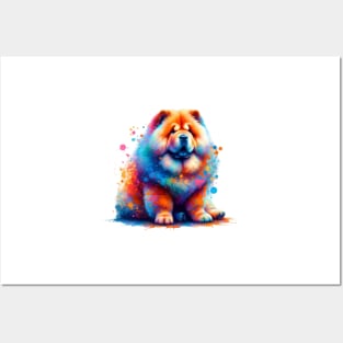 Colorful Abstract Chow Chow in Splash Art Style Posters and Art